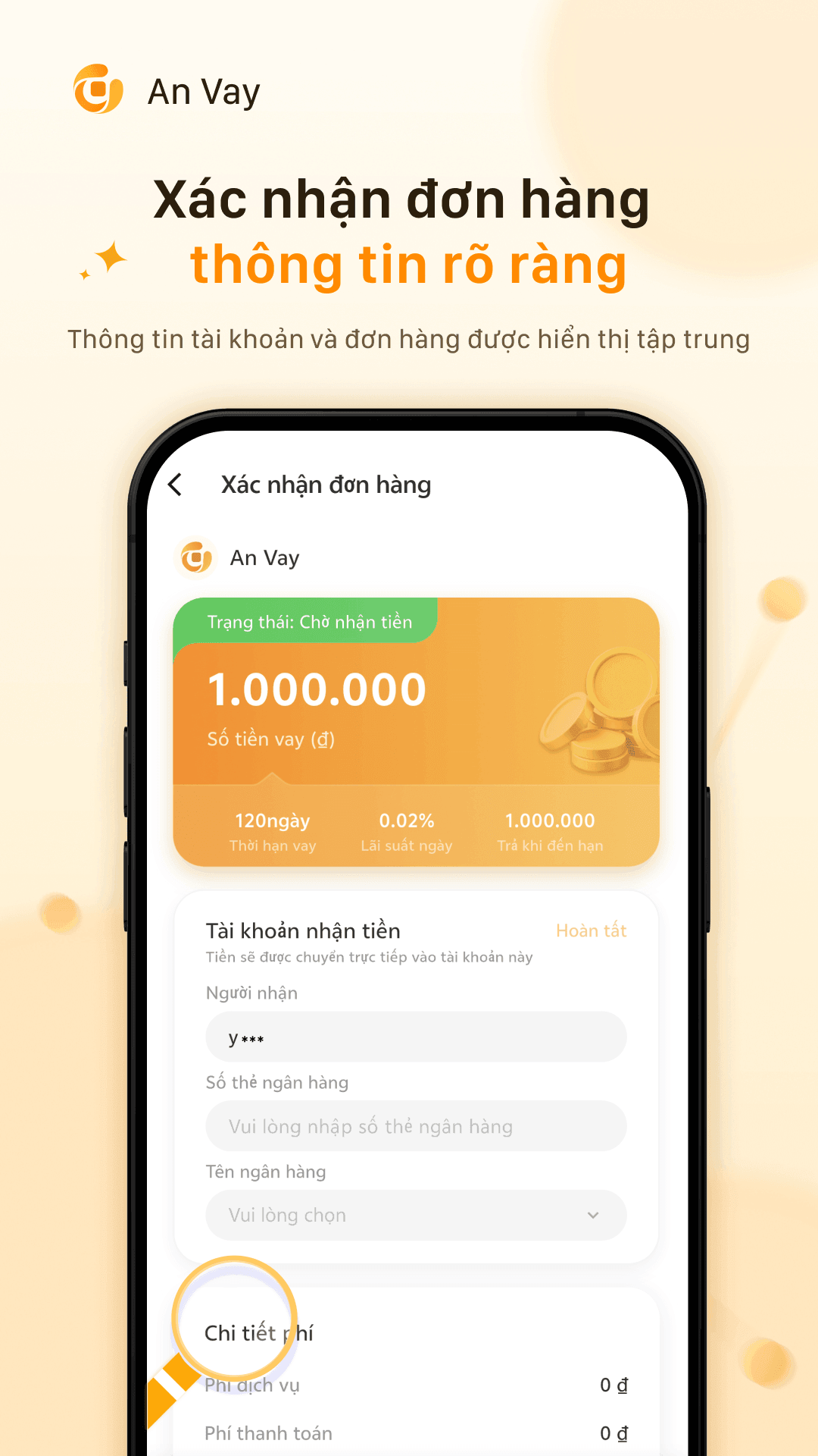 Xác nhận đơn hàng, thông tin rõ ràng